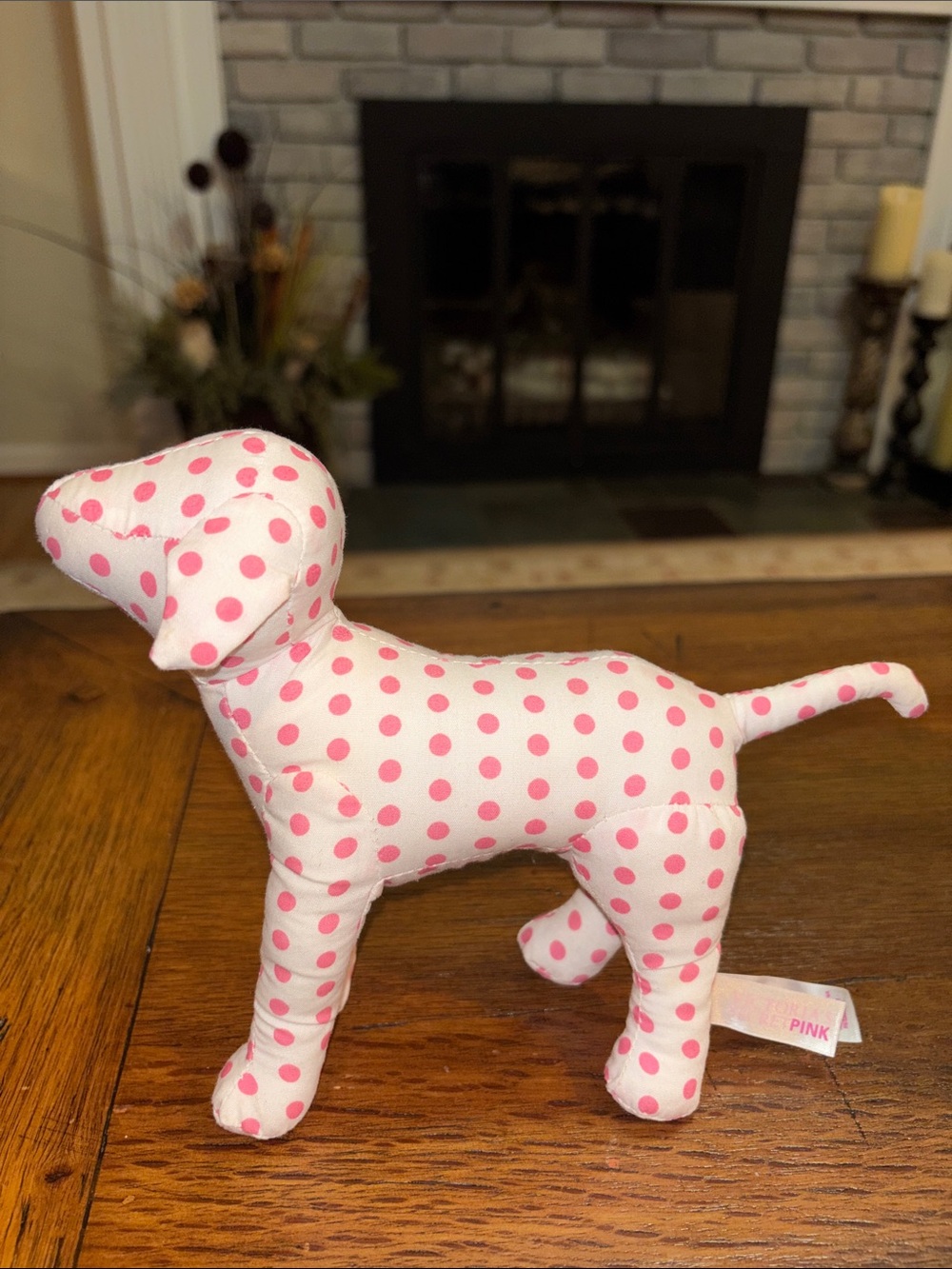 PINK Victoria's Secret Pink Polka Dot Plush Dog Toy